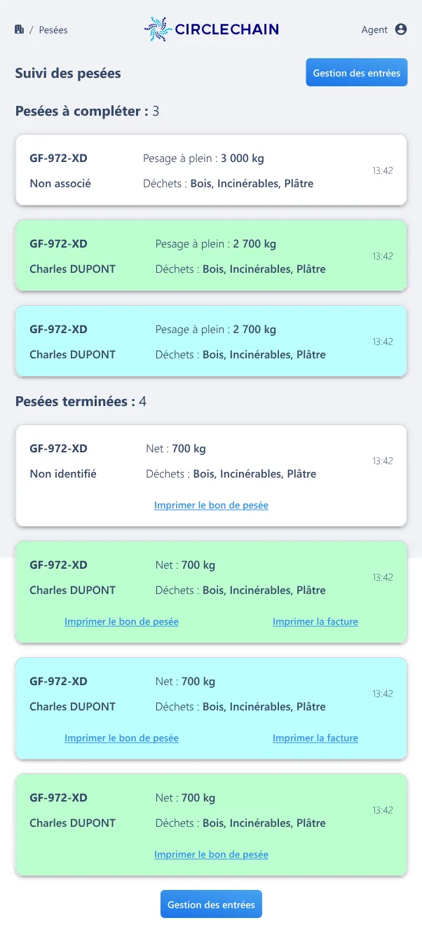 Module de pesée Déchetterie 4.0 : double pesée entrée/sortie raccordée au pont-bascule en métrologie légale