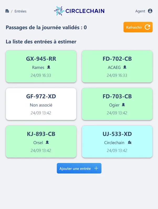 Portail agent sur tablette — saisie des entrées en déchèterie