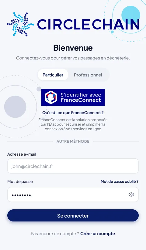 Portail usager sur mobile — connexion FranceConnect
